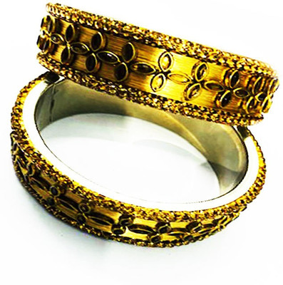 rayie collection Glass Gold-plated Bangle Set(Pack of 2)