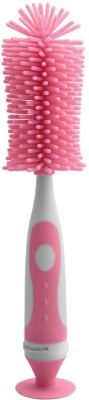 FISHER-PRICE Premium Silicone 2 in 1 Bottle & Nipple Cleaning Brush Set | Scratch & BPA Free(Pink)