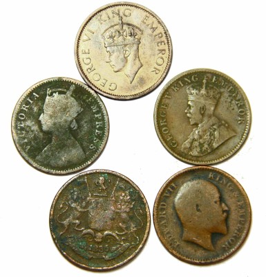 TRADITIONALSHOPPE QUARTER ANNA - BRITISH INDIA OLD COINS COLLECTION - 5 COPPER COINS - BUYERS WILL GET SAME COINS Medieval Coin Collection(5 Coins)