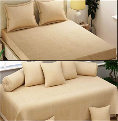 MAHI TEXTILES Polycotton Plain Diwan Set(Beige)