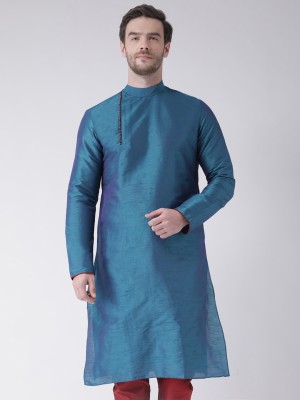 DEYANN Men Solid Straight Kurta(Blue)