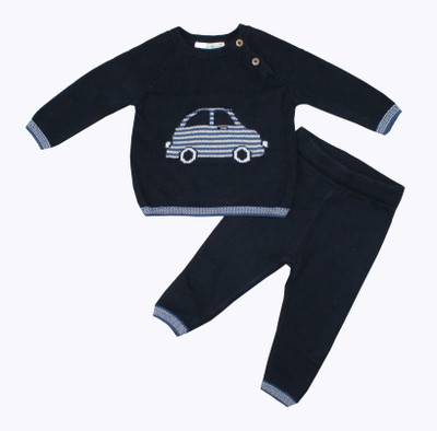 WILDLINGGS Boys & Girls Casual Sweater Pyjama(Dark Blue)