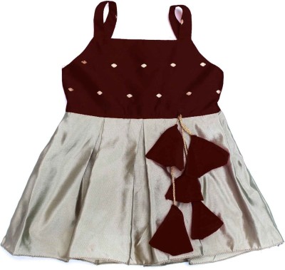 MVD Fashion Girls Midi/Knee Length Casual Dress(Brown, Sleeveless)
