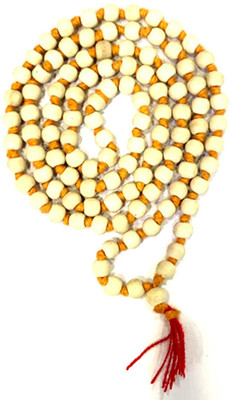 Kritharth Creation Natural White Sandalwood 108 Beads Mala/Safed Chandan Rosary String for Wearing, Wood Chain