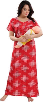 Fabme Women Maternity/Nursing Nighty(Red)