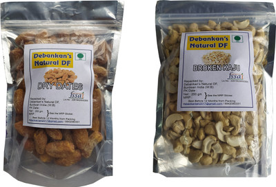 Debankan's Natural DF dry dates-broken kaju Cashews(2 x 250)
