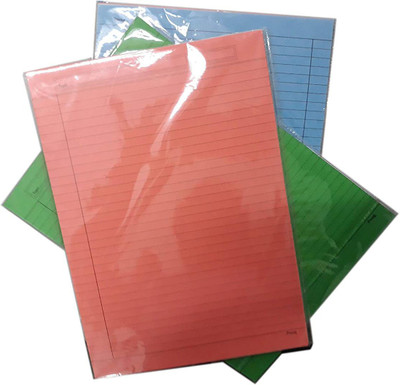 SHARMA BUSINESS A4 ruled A4 90 gsm A4 paper(Set of 3, Red, Blue, Green)