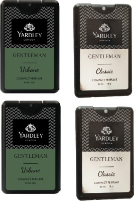 Yardley London 2 Gentleman Classic & 2 Gentleman Urban Compact Perfume, 18 ml each (Pack of 4) Perfume  -  72 ml(For Men & Women)