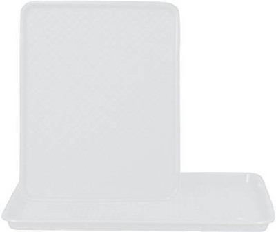 Everbuy Unbreakable Plastic Serving Tray Platter Rectangular Shape Plastic Trays for Drink Breakfast Tea Dinner Coffee Salad Food for Dinning Table Home Kitchen 11x14 Inches WHITE Set of 3 Tray(Pack of 3)