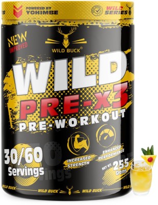 WILD BUCK PRE-X3 Pre Workout Supplement to Boost Your Energy & Performance For Men & Women BCAA(255 g, PINA COLADA)