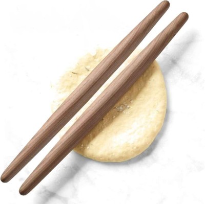 VOFFEY VOFFEY wooden pizza rolling pin Rolling Pin(Brown, Pack of 2)