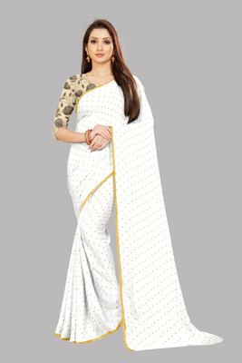 RHEY Printed Bollywood Chiffon Saree(White)