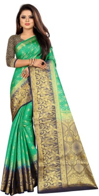 Divastri Woven Banarasi Jacquard, Pure Silk Saree(Blue)