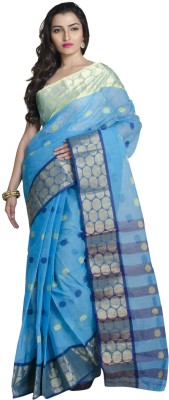 Upama Fabric Self Design Bollywood Handloom Cotton Blend Saree(Multicolor)