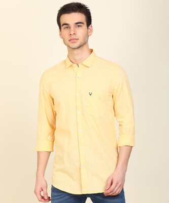 Allen Solly Men Solid Casual Yellow Shirt