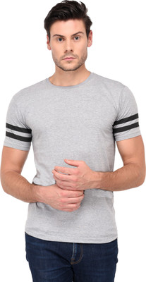 Trends Tower Solid Men Round Neck Grey T-Shirt