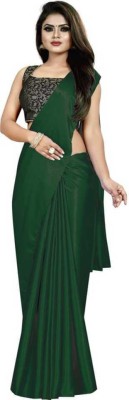 SHREEJI ENTERPRISE Solid/Plain Bollywood Satin Saree(Dark Green)