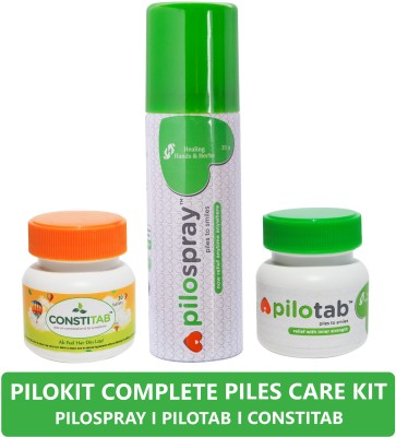 PiloKit Complete Piles Care & Fissure Care Kit - Power of 3 Medicines - PiloSpray, PiloTab, ConstiTab(Pack of 3)