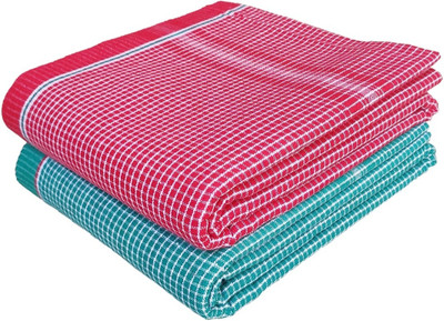 Mk weaves Cotton 350 GSM Bath Gamcha Set(Pack of 2)