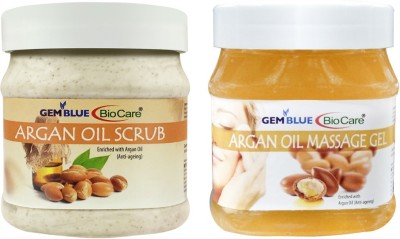 GEMBLUE BIOCARE Argan Oil Scrub + Massage Gel Pack of 2(2 Items in the set)