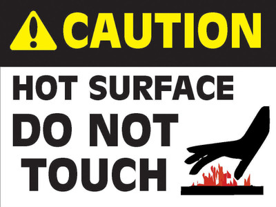 imbue HOT SURFACE DO NOTE TOUCH Emergency Sign
