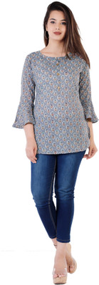 ANNU PARIDHAN Women Printed Straight Kurta(Grey)