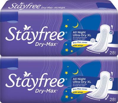 STAYFREE Dry-Max All Night XL Wings Sanitary Pad(Pack of 56)