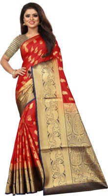 Divastri Woven Banarasi Jacquard Saree(Red)