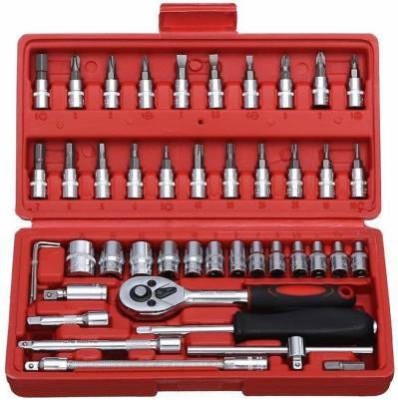 Dherik Tradworld 46pcs 1/4-Inch Socket Set Tool Ratchet Torque Wrench Combo Tools Kit Car Repair Tools Set Socket Set (Pack of 46) Combination Screwdriver Combination Screwdriver Set(Pack of 1)