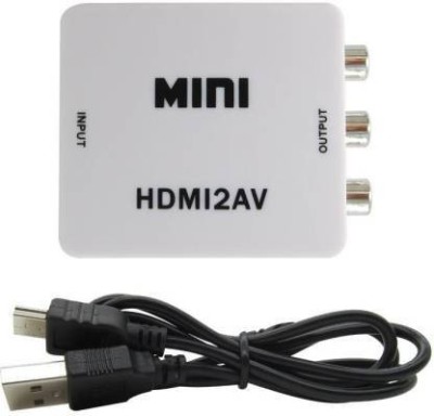 HexaGear  TV-out Cable TV-out Cable MINI HDMI2AV, HDMI input TO 1080P HD Video-Audio output Converter, Connector, Adapter (White, For Computer and Laptop)(White, For Computer, 0.5 m)