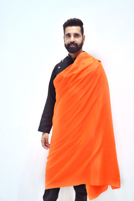 Indian shawl Acrylic Solid Men Shawl(Orange)