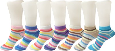 Jack & Ginni Cotton Ankle Length Socks for Womenand Girls Free Size Socks Combo Set Girls Ankle Length(Pack of 6)