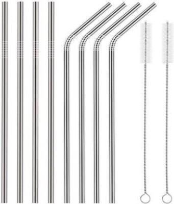 Czech Bent Drinking Straw(Silver, Pack of 10)