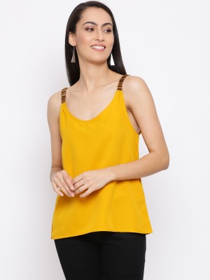 ALL WAYS YOU Casual Sleeveless Solid Women Yellow Top