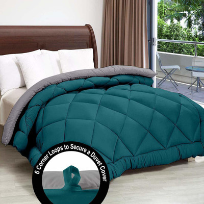 SIE STORE Self Design Double Comforter for  Heavy Winter(Poly Cotton, Teal & Ash Grey)