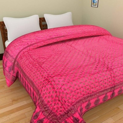 KUSHLCREATION Printed Double Quilt for  Mild Winter(Cotton, Red)