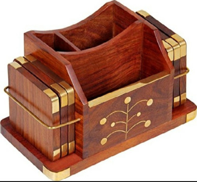 sargam craft Rectangle Wood Coaster Set(Pack of 1)