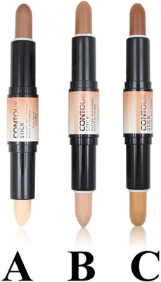 NADJA Professional Double-end Make up Concealer Contouring Sticks pack 3 Concealer(Brown, 12 g)