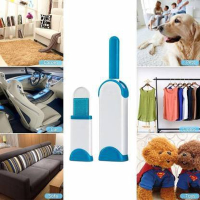 PKK TRADERS Pet Hair Remover Multi-Purpose Double Sided Self-Cleaning and Reusable Pet Fur and Lint Magic Clean Clothing, Furniture, Home Clean Brush Set Lint Roller Lint Roller Plastic Wet and Dry Brush (Blue, White)