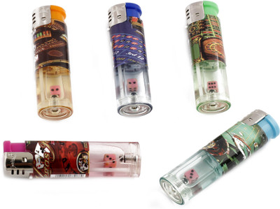 ASRAW Refillable Lighter Pack of 5 Multi color dice body design - Wind Proof Lighters with Changeable body Panels - Jet Flame Pocket Lighters Pocket Lighter(Multicolor)