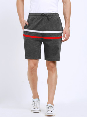 MANIAC Striped Men Grey Basic Shorts