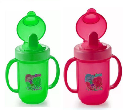 Manan Shopee Baby Spout Sipper Cup With Handles 240ml(Green-Pink)