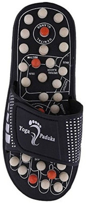 jasvi Men Yoga Paduka Spring Foot Massager Slippers for Full Body Blood Circulation Slides(Black , 6)