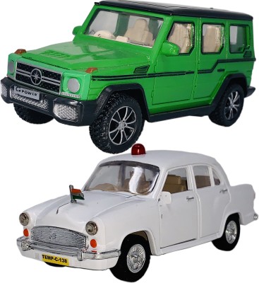 Miniature Mart Small Size Pack Of 2 Plastic Made Indian Automotive Vehicle Look like replica Car Models Vintage Indian Politician VIP Car(Old Model) + Indian SUV Car Models With Pull Back & Go Toy Car Set | Car Toys For Boys | Children Playing Toy Car for Babies | Cars For Kids |Use As Showpieces [S