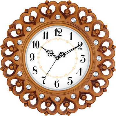 Sigaram Analog 20 cm X 17 cm Wall Clock(Brown, With Glass, Standard)