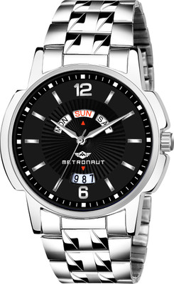 METRONAUT Elegant Black Dial Day & Date Functioning Stainless Steel Bracelet Watch for Men/Boys Analog Watch - For Men