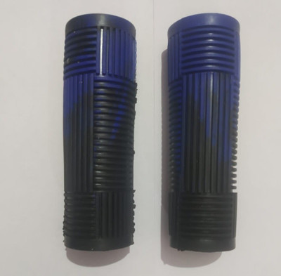 Biking Hub 20603 Motercycle Handle Grip Set Of 2 Black And Blue Universal for all Bike Bicycle Handle Grip(13 cm)
