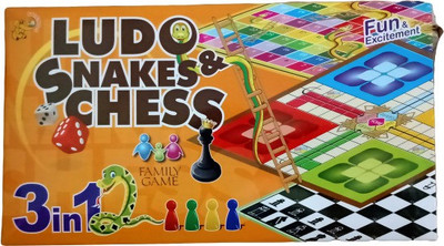 JMD Creation Newly 3 in 1 Game Ludo Snakes and ladders With Chess Party & Fun Board Game