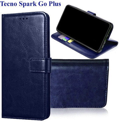 Openbuy Flip Cover for Tecno Spark Go Plus(Blue, Magnetic Case, Pack of: 1)