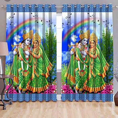WEBICOR 213 cm (7 ft) Polyester Semi Transparent Door Curtain (Pack Of 2)(Printed, Multicolor)